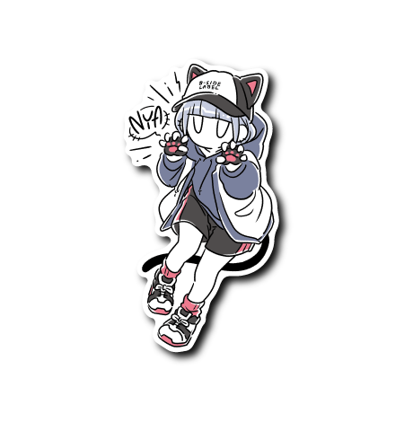 (ネコ企画)デフォ猫ガール(グレー×ピンク)