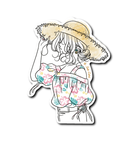 (夏企画)麦わら帽子とトロピカル柄の彼女