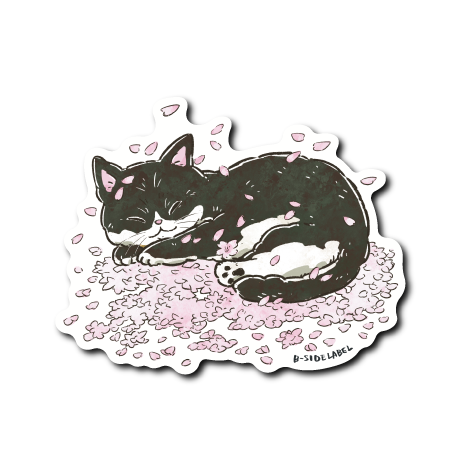 にゃんポ〜ズ3)猫4月桜吹雪(黒白) – B-SIDE LABEL