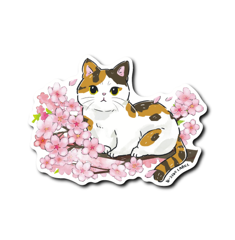 (にゃんポ〜ズ4)猫3月桜(三毛)