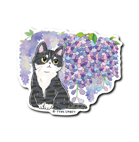 にゃんポ〜ズ4)猫5月藤(サバ白) – B-SIDE LABEL