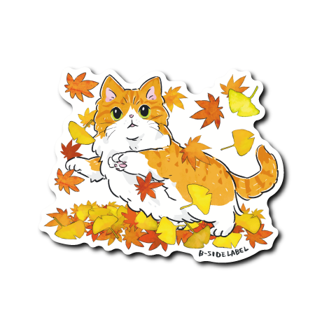 (にゃんポ〜ズ4)猫11月紅葉(茶トラ白)