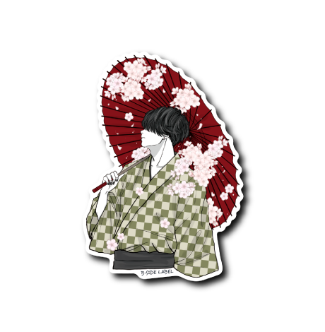 (和企画)番傘和服少年日本庭園