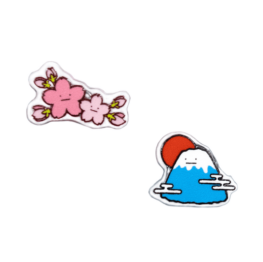 富士山と桜/ピアス2個セット