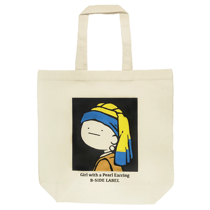 真顔絵画真珠の耳飾り/トートバッグ