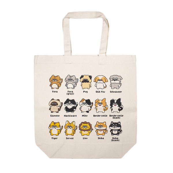 ジト目犬猫集合/トートバッグ
