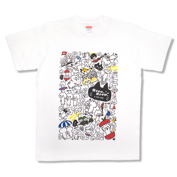 ネコ集合(白)/Tシャツ