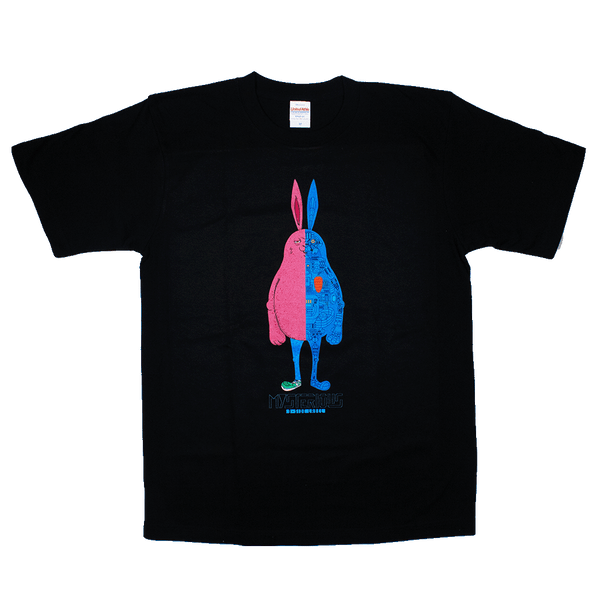 (ハーフスケルトン)ウサギ(黒)/Tシャツ