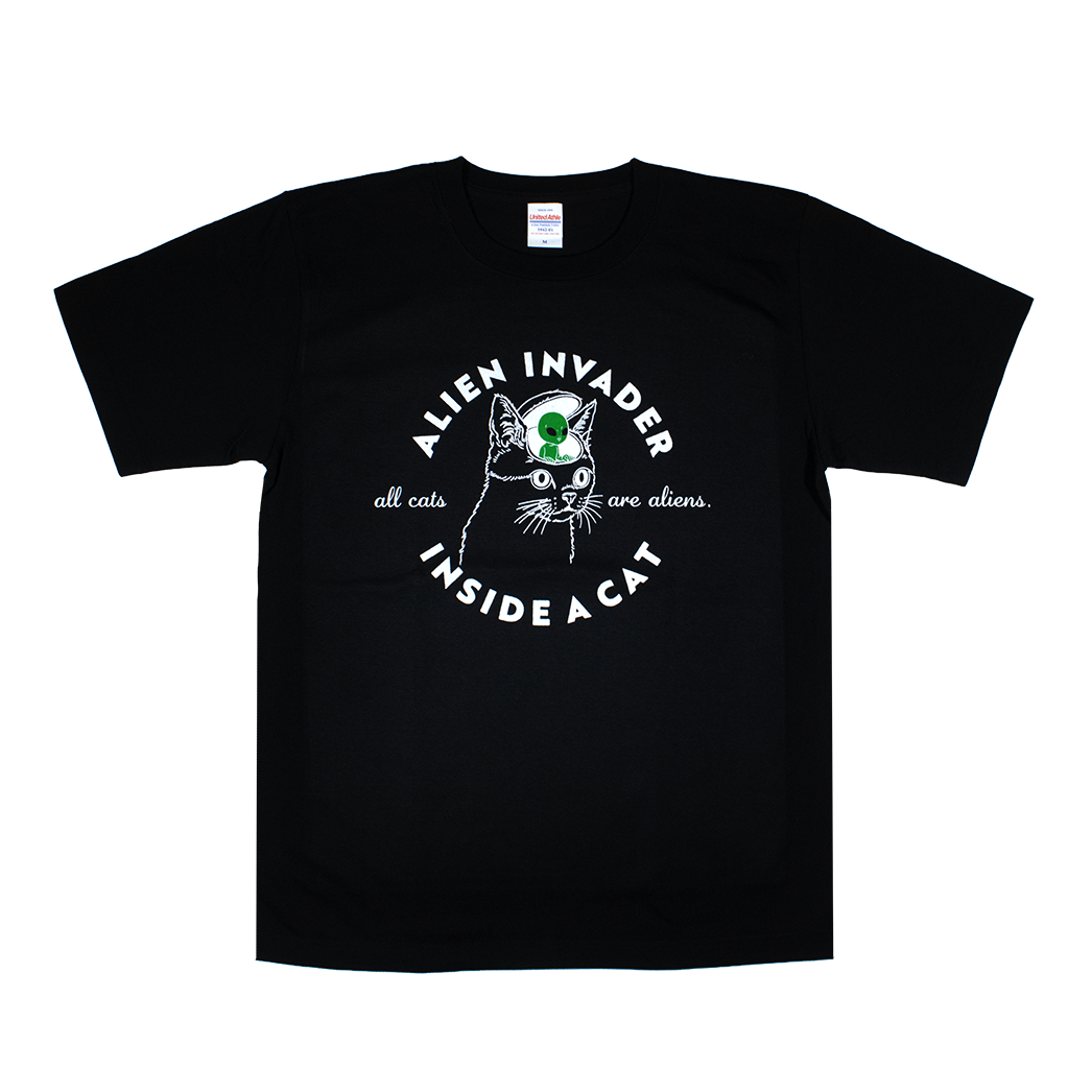ネコ宇宙人(黒)/Tシャツ