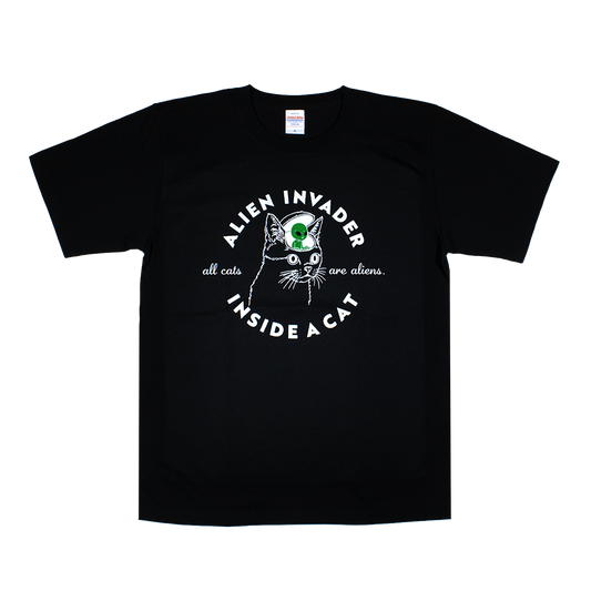 ネコ宇宙人(黒)/Tシャツ