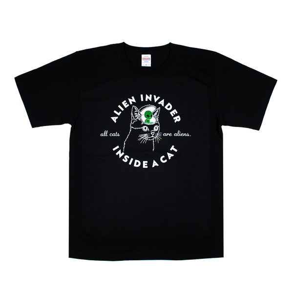 ネコ宇宙人(黒)/Tシャツ