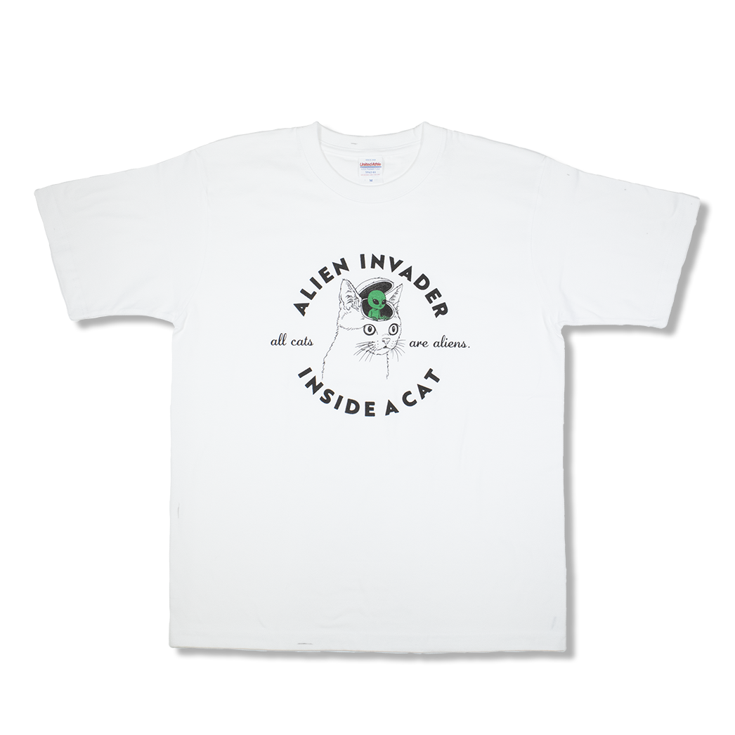ネコ宇宙人(白)/Tシャツ