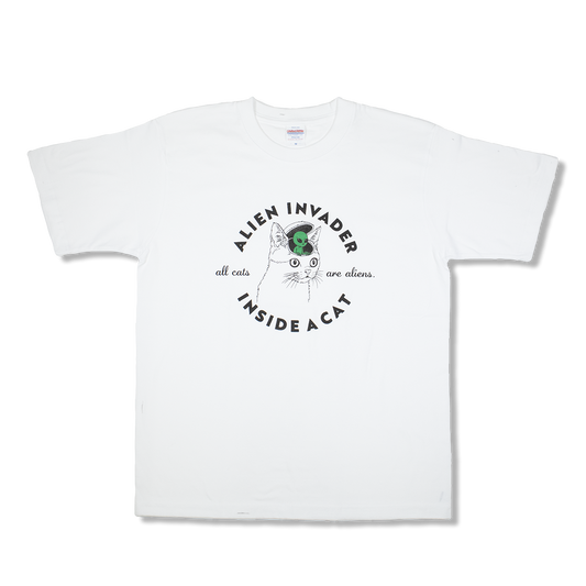 ネコ宇宙人(白)/Tシャツ