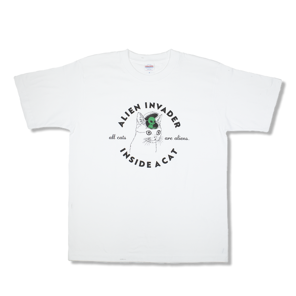 ネコ宇宙人(白)/Tシャツ