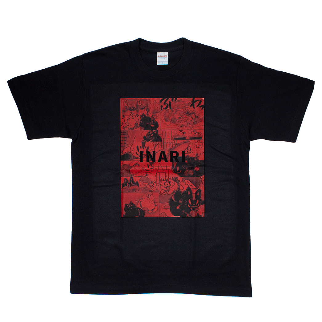 水墨画おいなり(黒)/Tシャツ