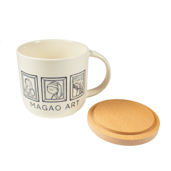 まがお名画/フタ付きマグカップ