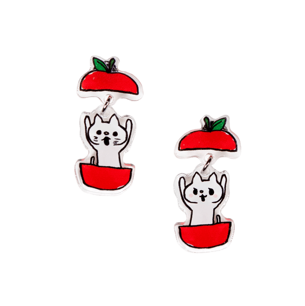 ネコパッカーン/イヤリング2個セット