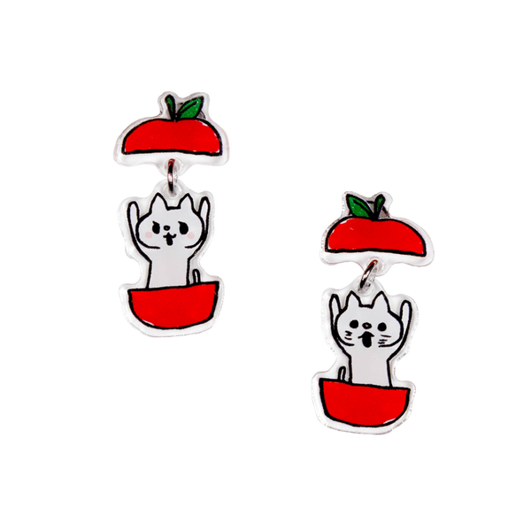 ネコパッカーン/ピアス2個セット