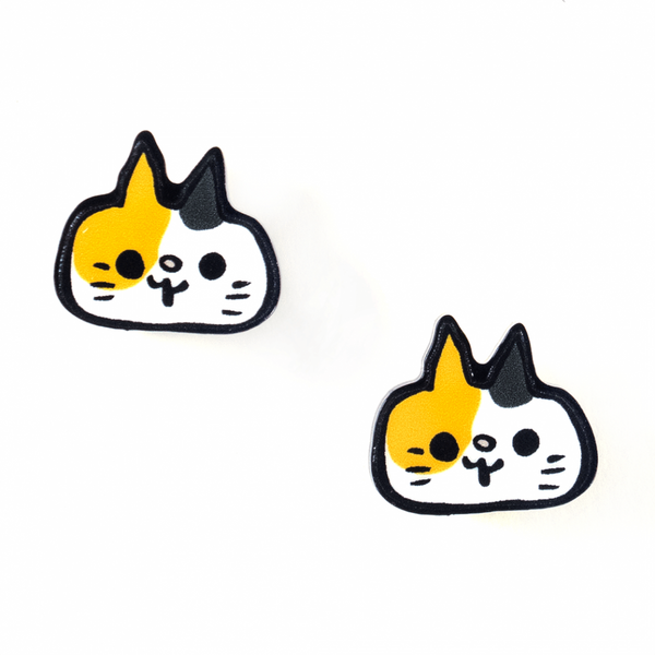 ゆるネコフェイス(雑)/ピアス2個セット