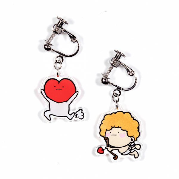 真顔ハート天使/イヤリング2個セット