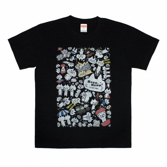 ネコ集合(黒)/Tシャツ