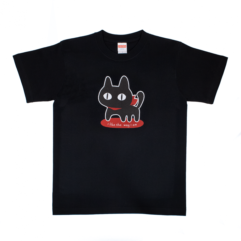 鋭目ネコ(黒)/Tシャツ