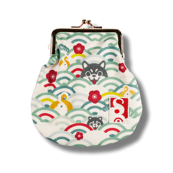 波柄シバ犬/がま口