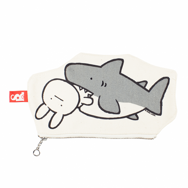 真顔ウサギとサメ/ファスナーポーチ