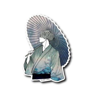 番傘和服少年(銀髪)