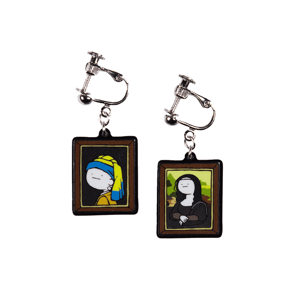 真顔絵画/イヤリング2個セット