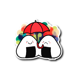(晴雨企画/夜)おにぎりカップル傘
