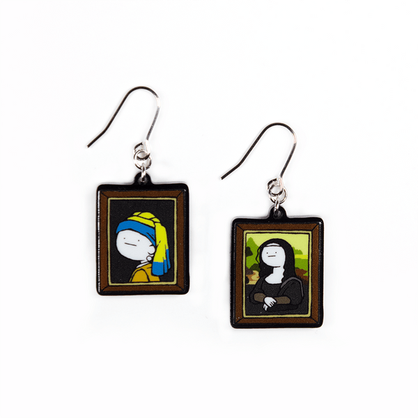 真顔絵画/ピアス2個セット